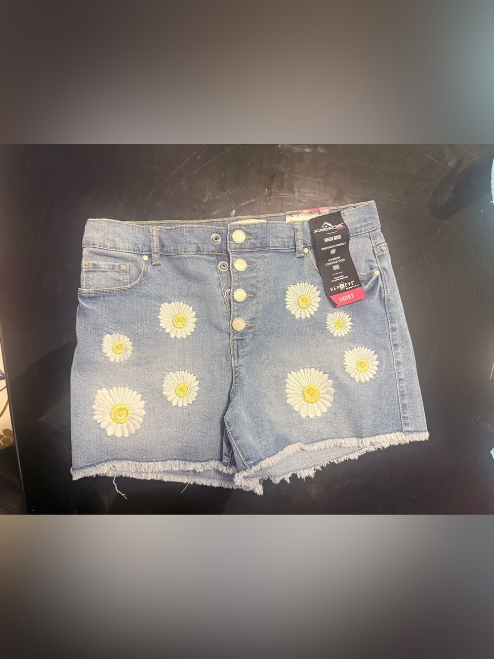 Light Blue Daisy Embroidered Denim Shorts size 18